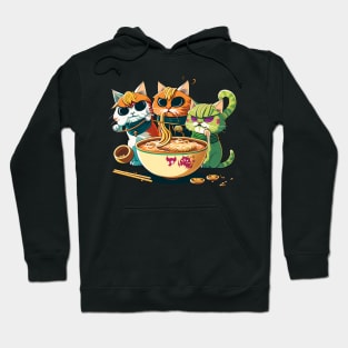 Cats eating ramen in Mardi gras Festival Hoodie